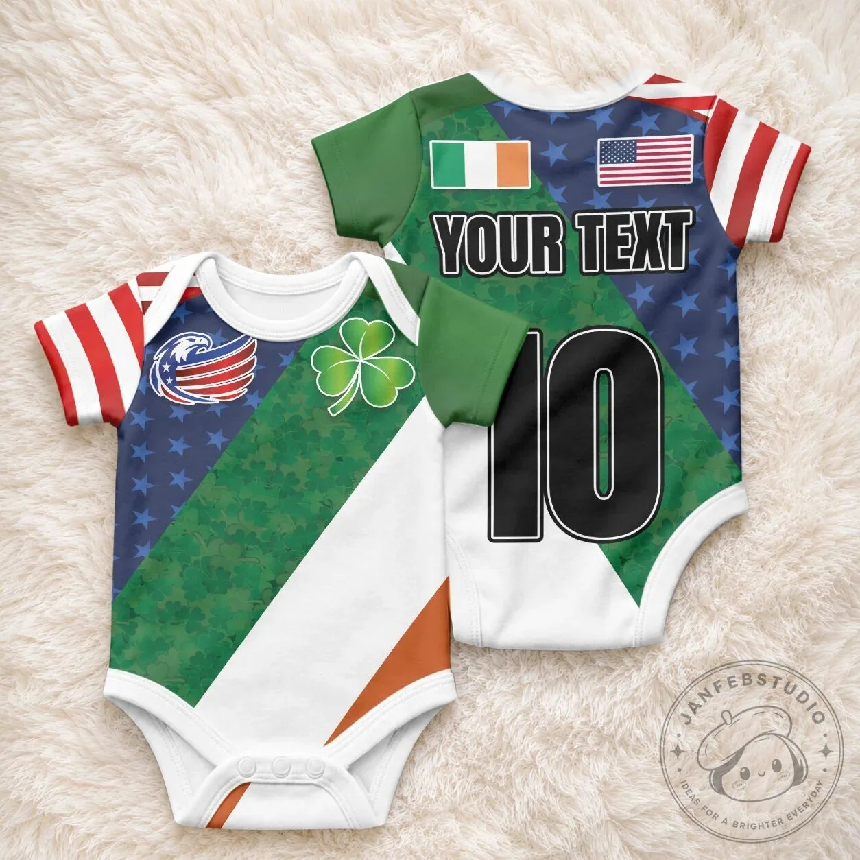 Ireland and United States Flag Shamrock Baby Bodysuit Infant Romper 6 Ireland and United States Flag Shamrock Baby Bodysuit Infant Romper
