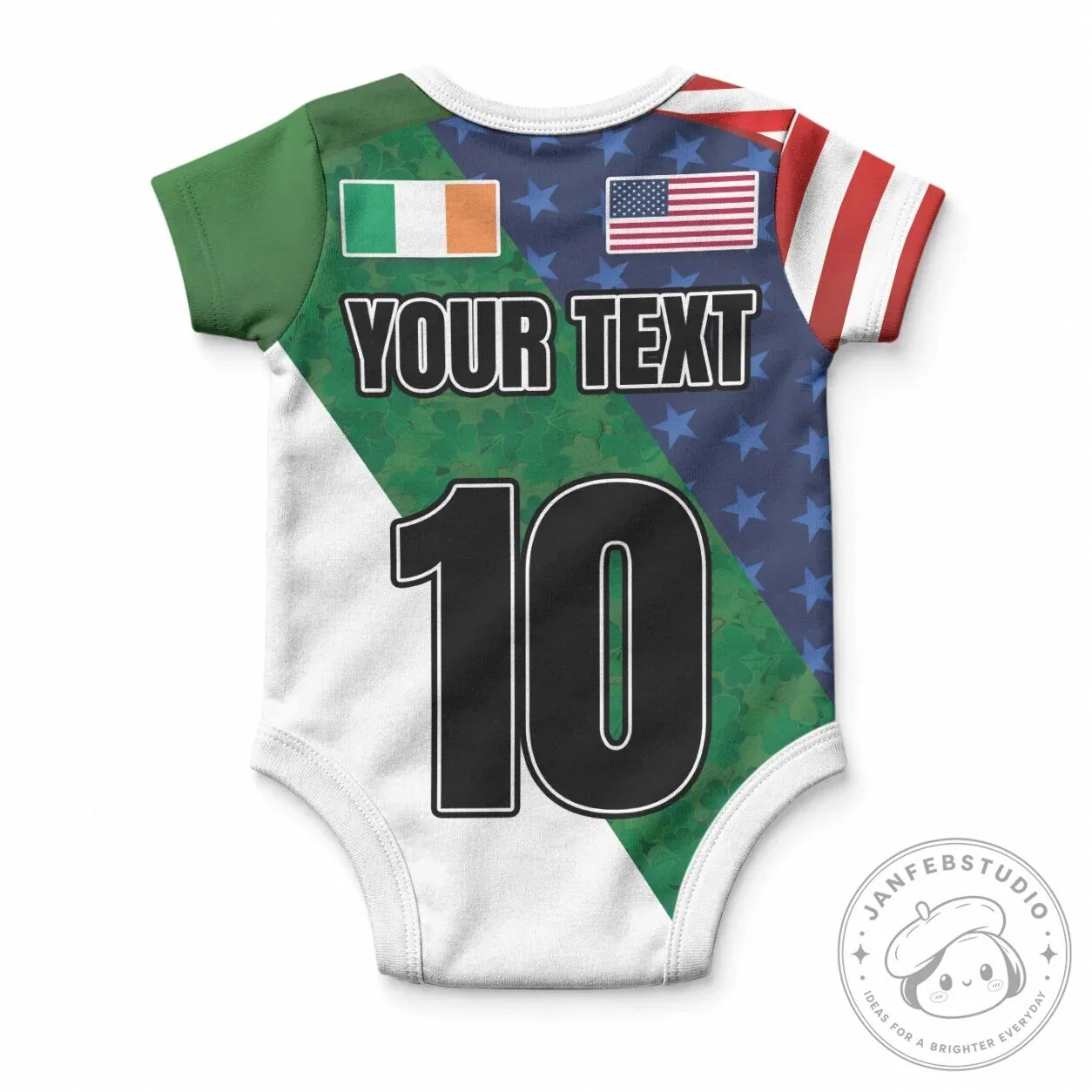 Ireland and United States Flag Shamrock Baby Bodysuit Infant Romper 7 Ireland and United States Flag Shamrock Baby Bodysuit Infant Romper