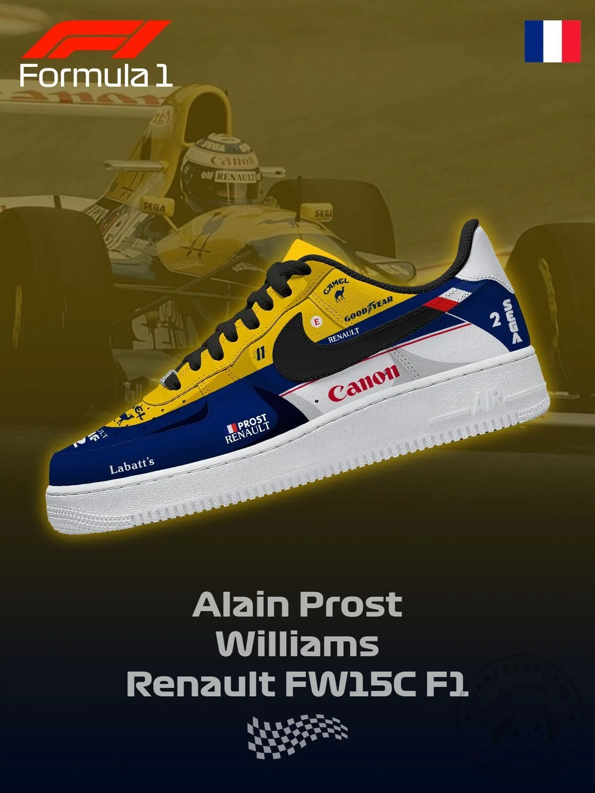 Alain Prost Williams Renault FW15C F1 Racing Team Fan Shoes