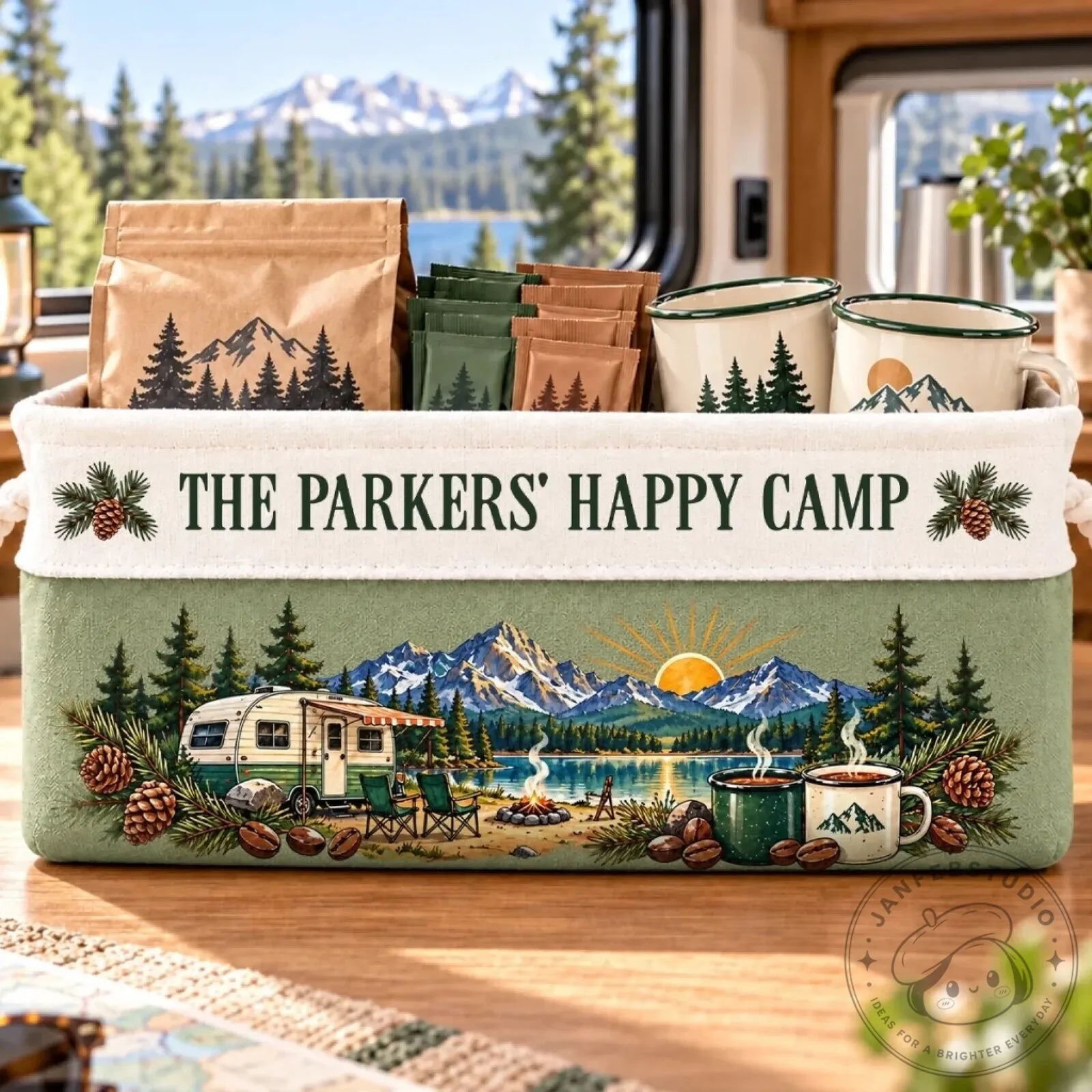 Personalized Happy Campers Storage Basket