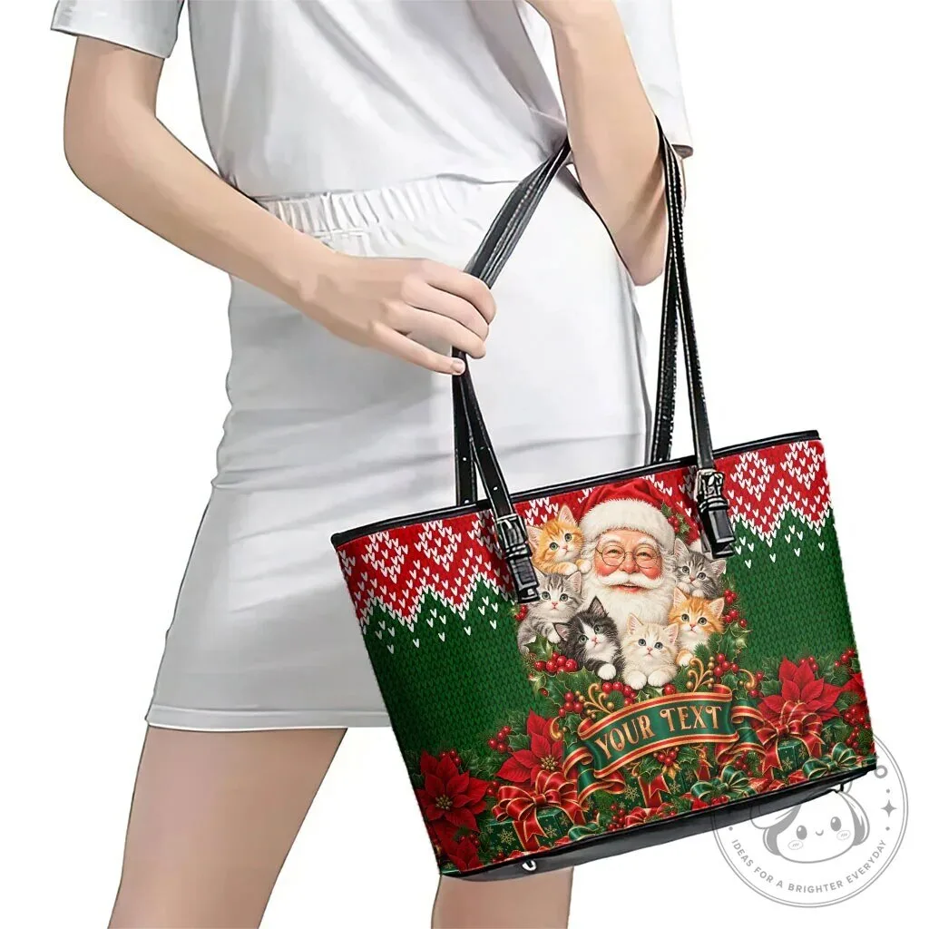 Personalized Santa Claus Kittens Christmas Holiday Tote Bag 10 Personalized Santa Claus Kittens Christmas Holiday Tote Bag