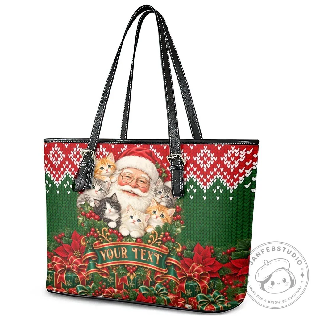 Personalized Santa Claus Kittens Christmas Holiday Tote Bag 11 Personalized Santa Claus Kittens Christmas Holiday Tote Bag