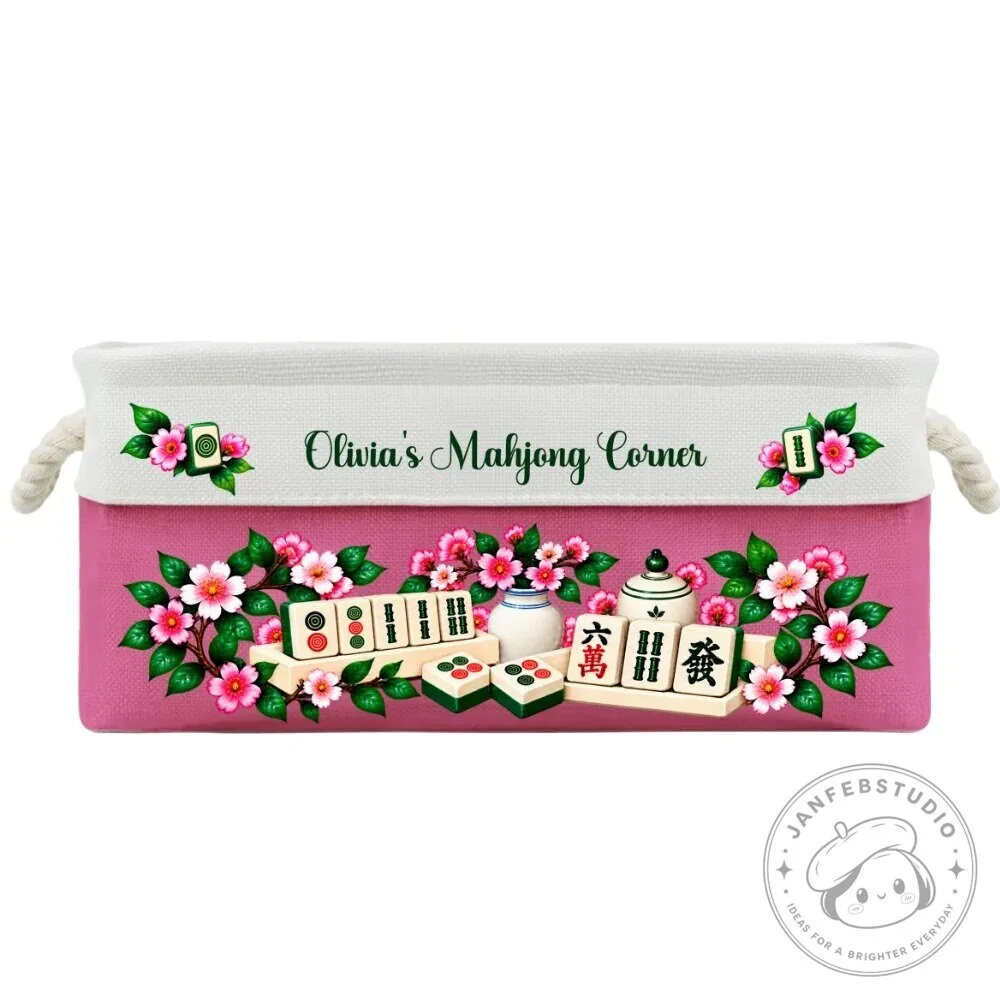 Personalized Mahjong Game Storage Basket with Floral Design and Custom Name 33 Personalized Mahjong Game Storage Basket with Floral Design and Custom Name