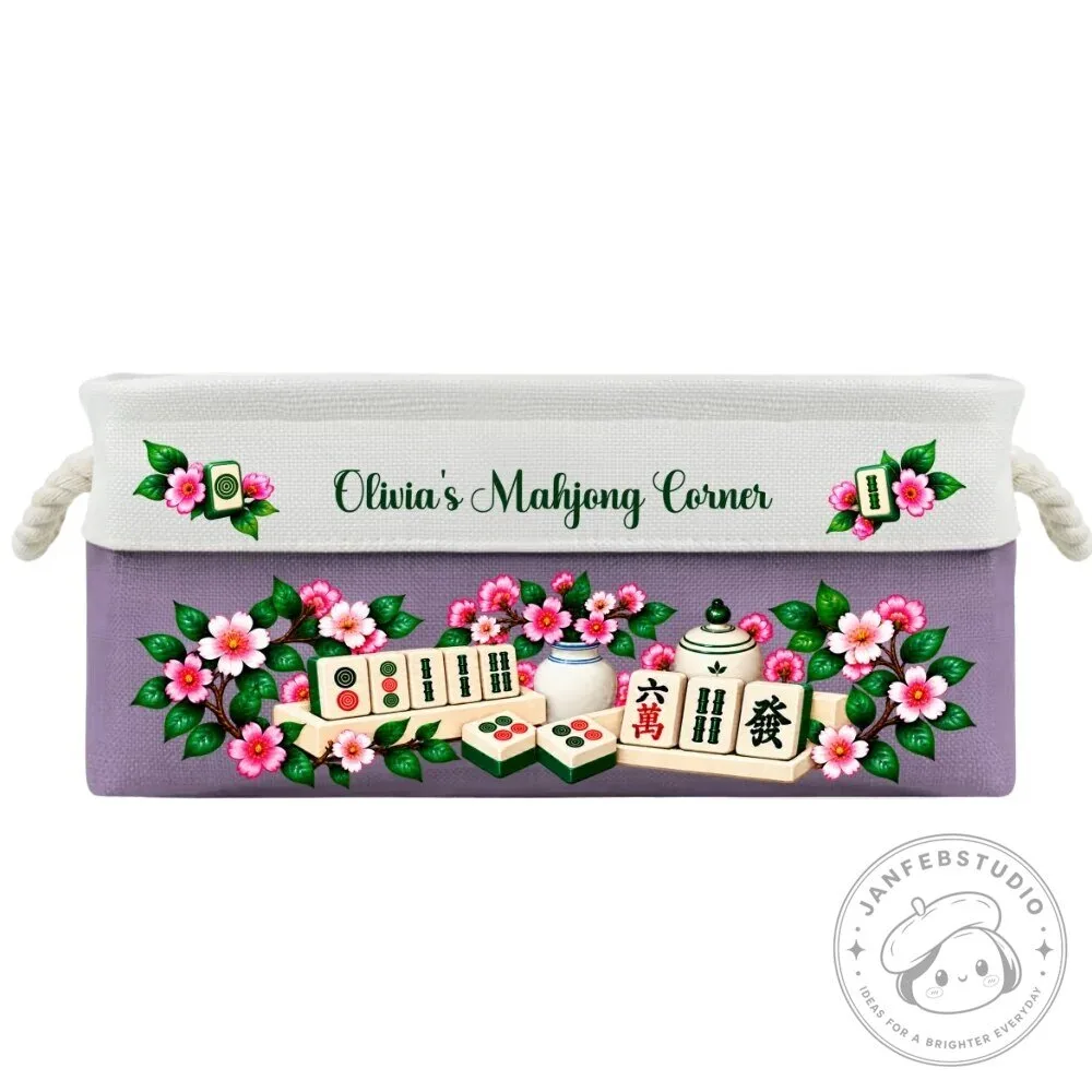 Personalized Mahjong Game Storage Basket with Floral Design and Custom Name 37 Personalized Mahjong Game Storage Basket with Floral Design and Custom Name