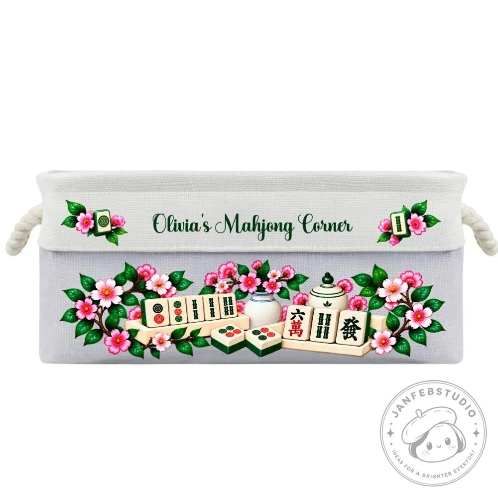 Personalized Mahjong Game Storage Basket with Floral Design and Custom Name 38 Personalized Mahjong Game Storage Basket with Floral Design and Custom Name