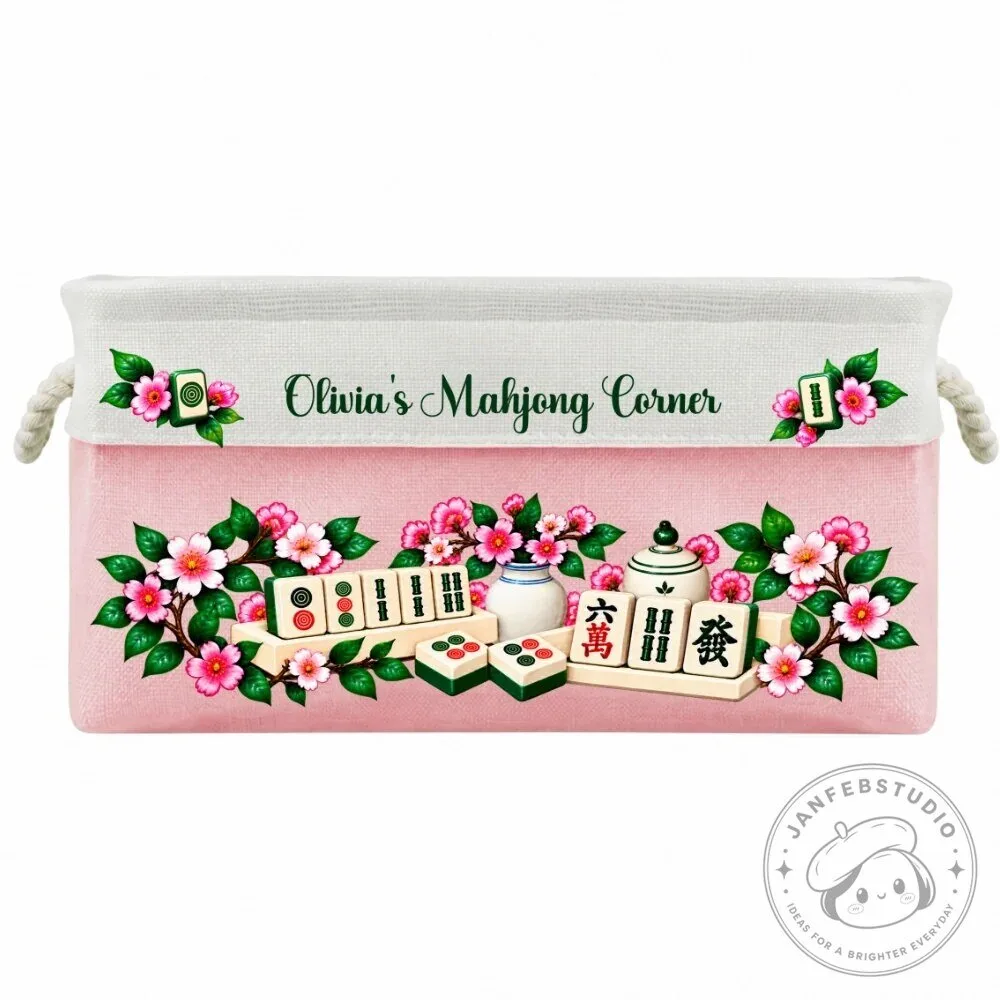 Personalized Mahjong Game Storage Basket with Floral Design and Custom Name 39 Personalized Mahjong Game Storage Basket with Floral Design and Custom Name