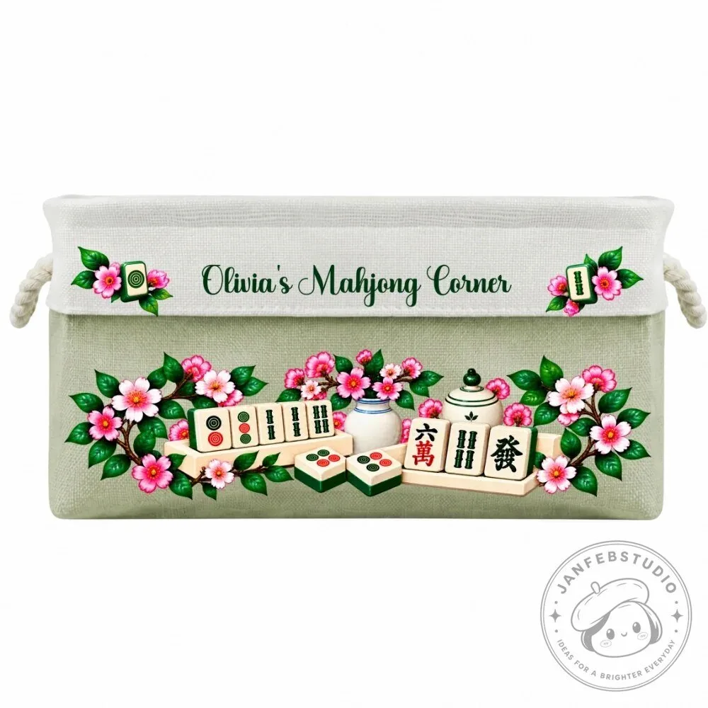 Personalized Mahjong Game Storage Basket with Floral Design and Custom Name 41 Personalized Mahjong Game Storage Basket with Floral Design and Custom Name