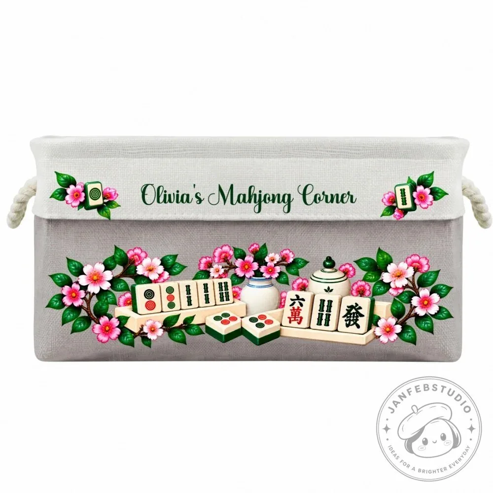 Personalized Mahjong Game Storage Basket with Floral Design and Custom Name 43 Personalized Mahjong Game Storage Basket with Floral Design and Custom Name
