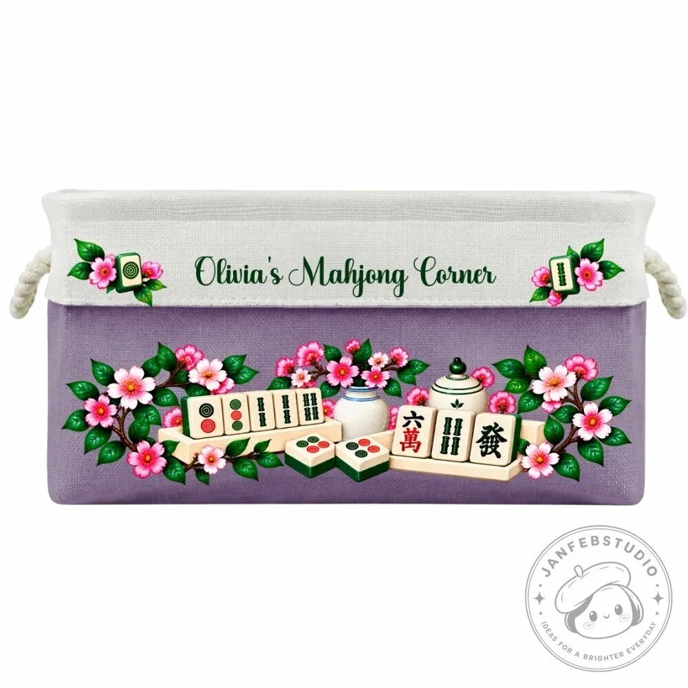 Personalized Mahjong Game Storage Basket with Floral Design and Custom Name 44 Personalized Mahjong Game Storage Basket with Floral Design and Custom Name